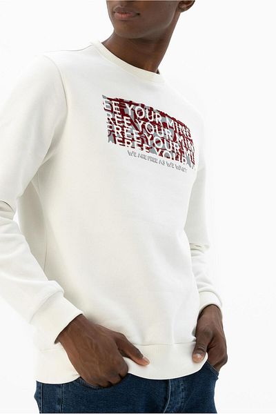 Arma Ανδρικό φούτερ Ecru Plus Size Crew Neck K 24124884501