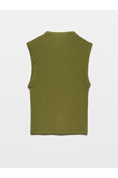 Dilvin 20939 Minge fără mâneci cu guler vertical-kaki