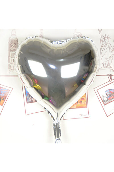 HSDemirci 80 cm Silver Foil Balloon - Heart Flying 32 Inches