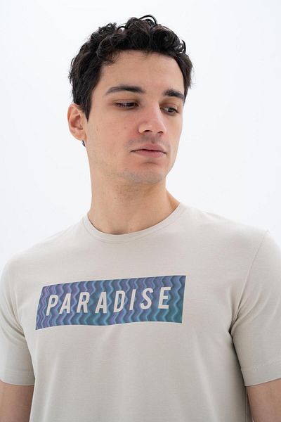 Arma Ανδρικό μπλουζάκι μπεζ Slim Fit Crew Neck Y 25344451901
