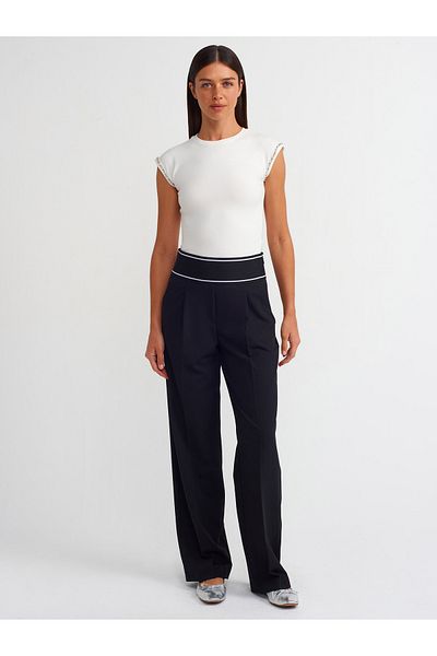 Dilvin 71528 Black Drawstring Waisted Pants