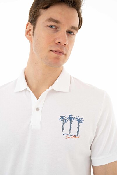 Arma Чоловіча біла футболка з коміром-поло Regular Fit Y25374305401