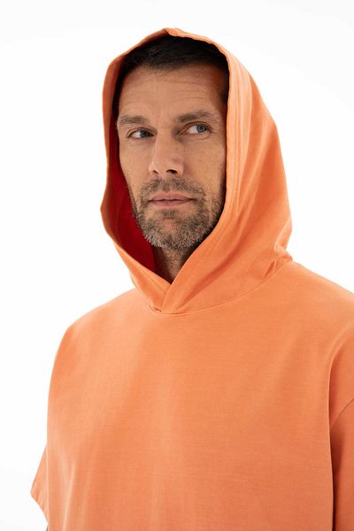Arma Ανδρικό φούτερ με κοντό μανίκι ροζ Oversize με τσέπη καγκουρό