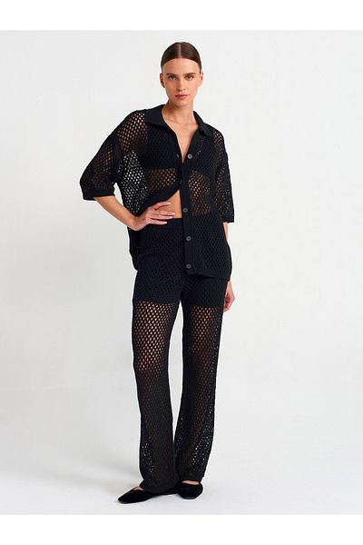 Dilvin 70159 Lined Knitted Trousers-black