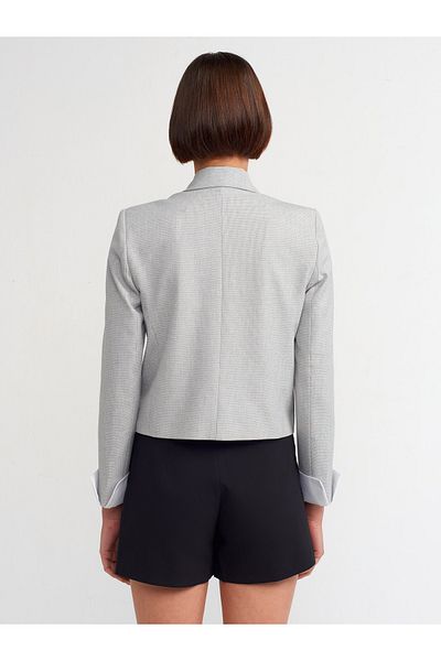 Dilvin 60735 Gray Blazer Jacket - Contrast Cuffed