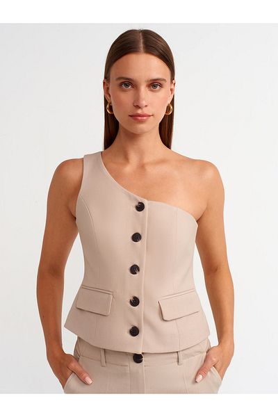 Dilvin 60551 Model Asymmetric Stone Vest