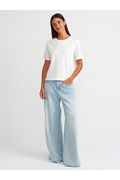 Dilvin 31142 Crew Neck Ecru Cotton T-shirt