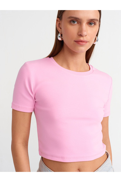 Dilvin Model 30124 - Tricou Crop roz deschis