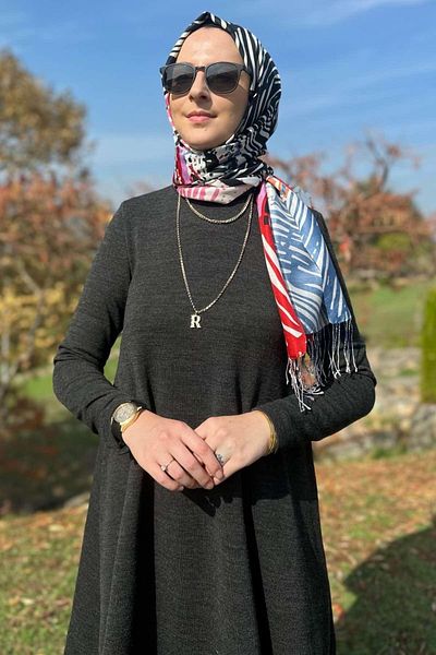 Rabia Şamlı Πλεκτό Σετ Işıl Παντελόνι Ανθρακί