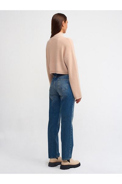 Dilvin 71374 Țesătură groasă Tint Wash Denim Culottes-Tint