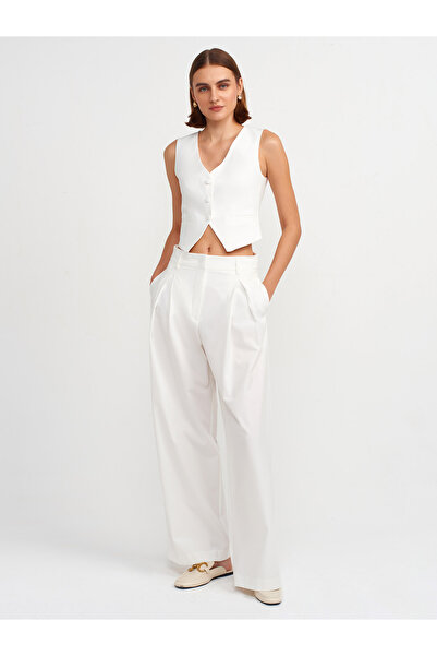 Dilvin 60558 Model White Classic Buttoned Vest