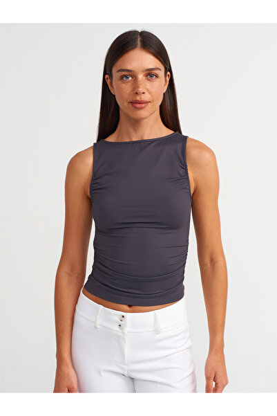 Dilvin 20827 Anthracite Sleeveless Gathered Ball