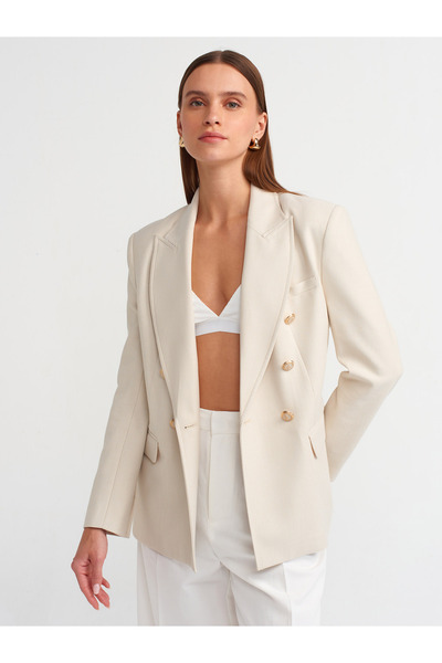 Dilvin 60734 Beige Double Breasted Custom Made Jacket
