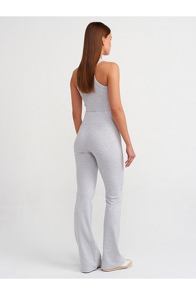 Dilvin 71050 Gray Melange Spanish Leg Ribbed Trousers
