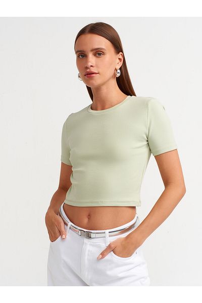 Dilvin 30124 Model - Mint Color Crop T-Shirt