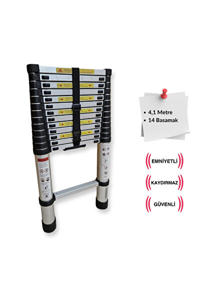 Endokon 410 Cm. - 14 Basamaklı Teleskopik Alüminyum Merdiven - I Tipi Uzayan ...