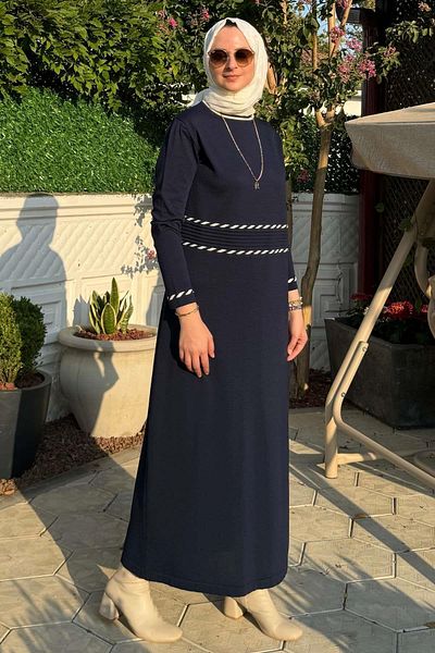 Rabia Şamlı Πλεκτό φόρεμα Navy Blue Milky Way