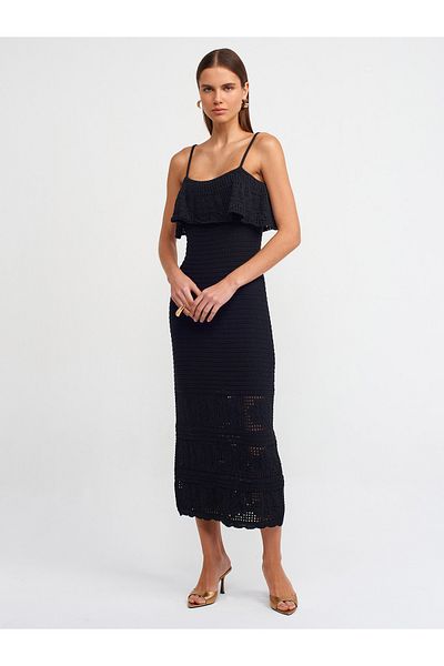 Dilvin 90195 Tricotaj cu bretele Rochie-negru