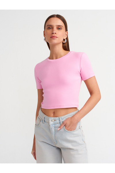 Dilvin Model 30124 - Tricou Crop roz deschis