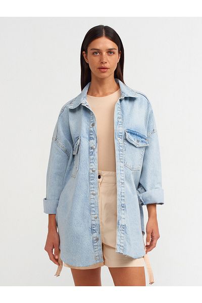Dilvin 50720 Cămașă oversize din denim-albastru