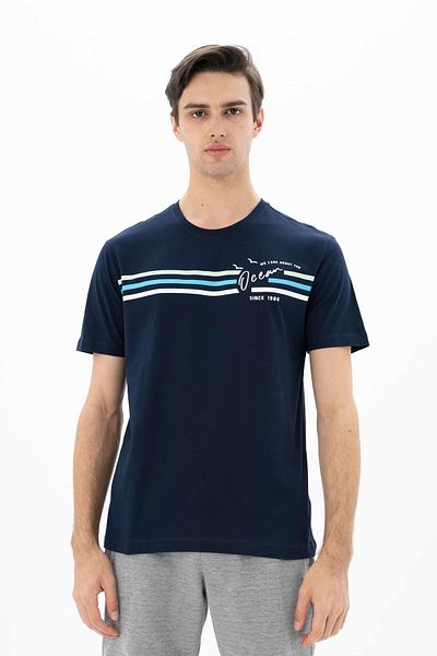 Arma Ανδρικό μπλουζάκι Navy Blue Plus Size Crew Neck Y 25344869901