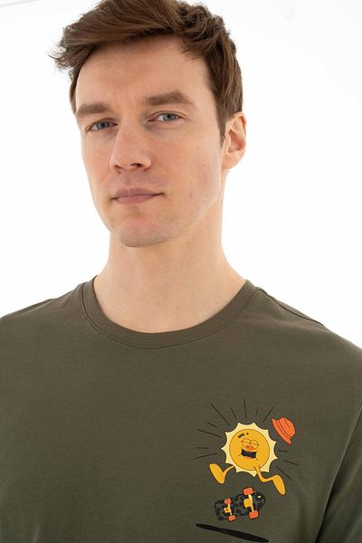 Arma Ανδρικό μπλουζάκι Khaki Regular Fit Crew Neck Y 25344403401