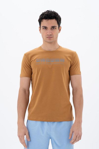 Arma Ανδρικό μπλουζάκι καφέ Slim Fit Crew Neck Y 25344451801