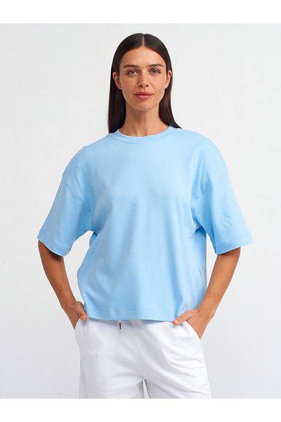 Dilvin 31067 Tricou căptușit din bumbac albastru