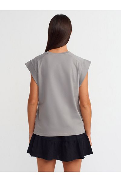 Dilvin 30724 Model Gray Cotton T-Shirt