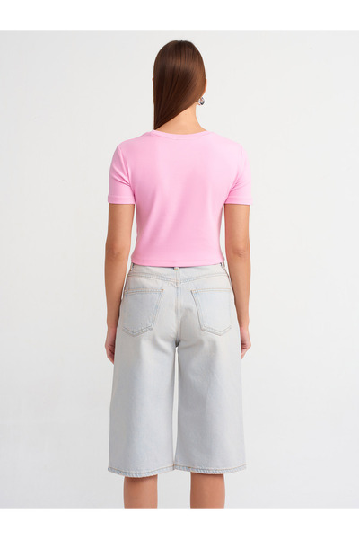 Dilvin Model 30124 - Tricou Crop roz deschis