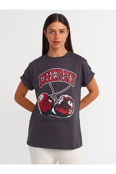 Dilvin 31065 Anthracite T-shirt - Boxing Detail