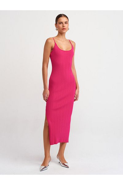 Dilvin 90139 Rochie tricotaj cu bretele-fucsia
