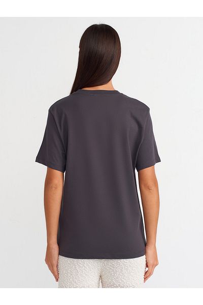 Dilvin 31064 Printed Anthracite Crew Neck T-shirt