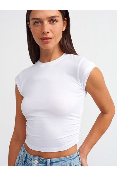 Dilvin 30899 Side Drawstring Detailed Ball-White