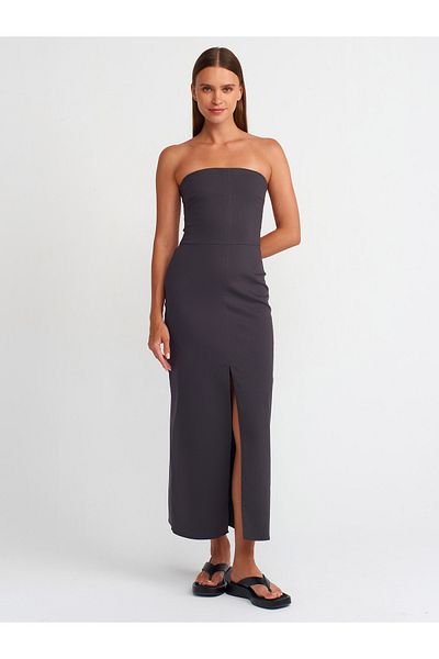 Dilvin 90758 Rochie antracit fără bretele