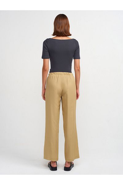 Dilvin 71535 Camel Colored Wide Leg Special Cut Trousers