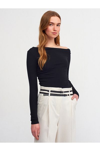 Dilvin 30770 Gathered Asymmetrical Ball-Black