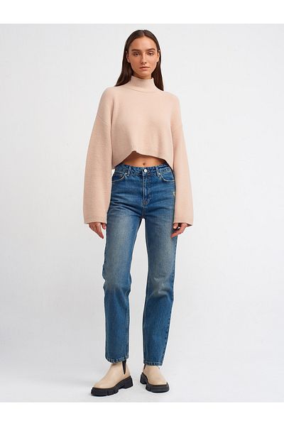 Dilvin 71374 Țesătură groasă Tint Wash Denim Culottes-Tint