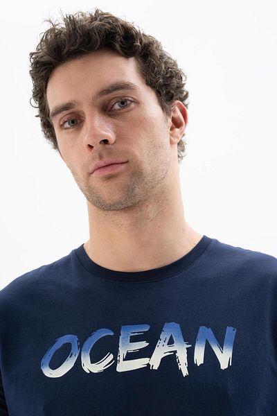 Arma Ανδρικό μπλουζάκι Navy Blue Regular Fit Crew Neck Y 25344406001