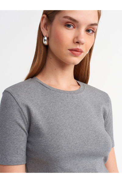 Dilvin 30995 Crop T-shirt-Anthracite