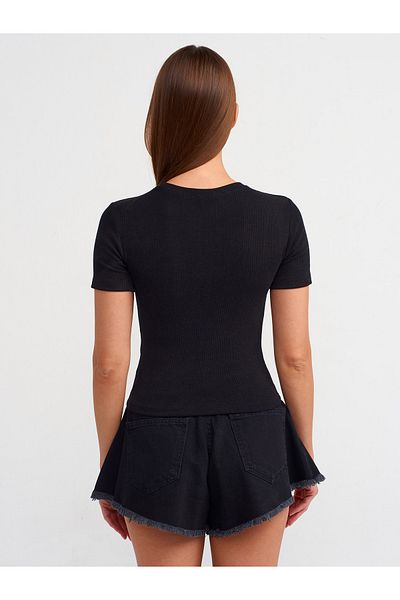 Dilvin 30749 Black T-shirt - Pocket Detail