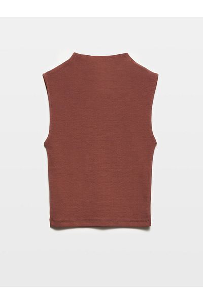 Dilvin 20939 Stand Collar - Sleeveless Brown Ball