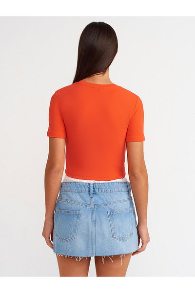 Dilvin 30124 Red Crop T-Shirt