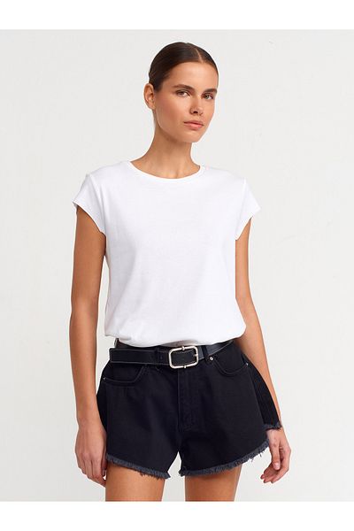 Dilvin 30719 Tricou cu gât crew-alb