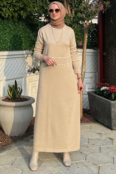 Rabia Şamlı Stone Detailed Milky Way Knitwear Dress