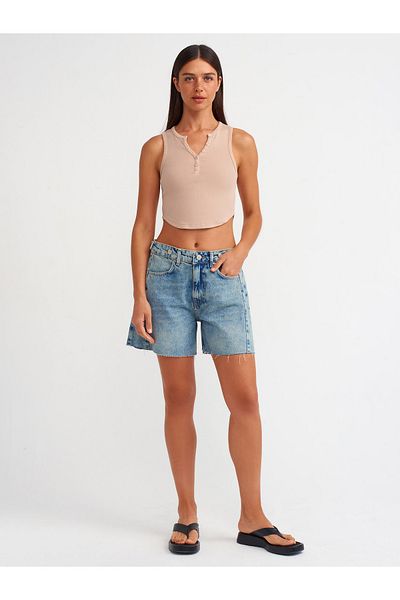 Dilvin 71678 APOLETLI TINT DENIM SHORT