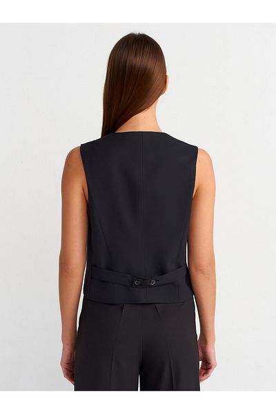 Dilvin 60543 Vestă asimetrică dublu-negru