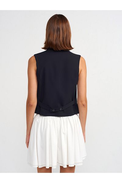 Dilvin 60557 Black Asymmetrical Double-breasted Vest