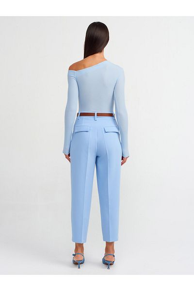 Dilvin 71292 Pantaloni Carrot Fit cu centură-albastru