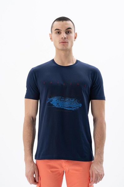 Arma Ανδρικό μπλουζάκι Navy Blue Regular Fit Crew Neck Y 25344405301